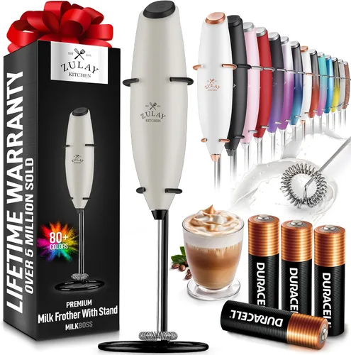 Miniatura 342 de Zulay Milk Boss Espumador de leche potente manual, hace espuma para latte, batidor para mezclar bebidas, café, miniespumador para capuchino, frappé