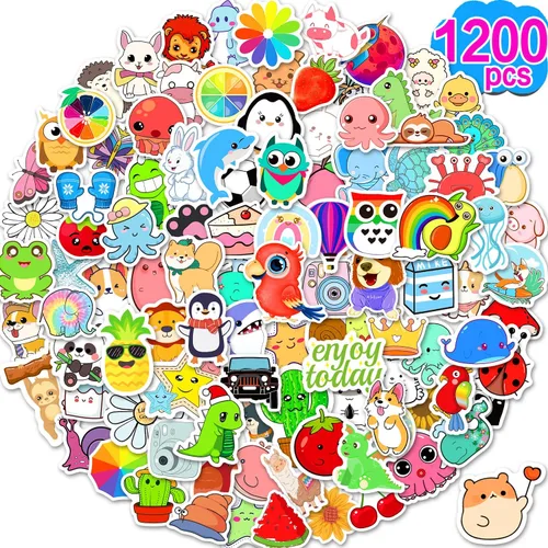 1200 piezas de calcomanías para niños, lindas calcomanías para botellas de agua para adolescentes, calcomanías de vinilo Kawaii impermeables para