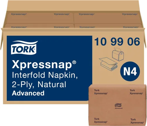 Miniatura 12 de Tork Xpressnap® Servilleta Dispensadora Blanca N4, Dispensado de Una a la Vez, 1 capa, Pliegue 1/4, 13" x 8.5", 12 x 500 Servilletas, 109000