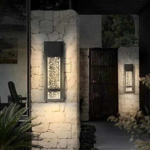Miniatura 12 de ASD Lámpara de pared LED de vidrio burbuja de 24 pulgadas, aplique texturizado para exteriores e interiores 3CCT, impermeable, regulable, Negro