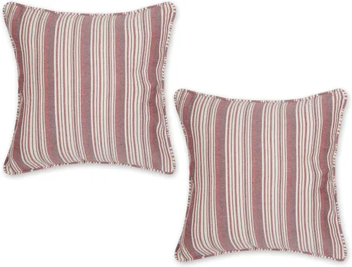 Miniatura 32 de DII Colección de fundas de almohada, algodón reciclado, cremallera oculta, 18x18, Dobby Plus, blanco roto, 2 piezas