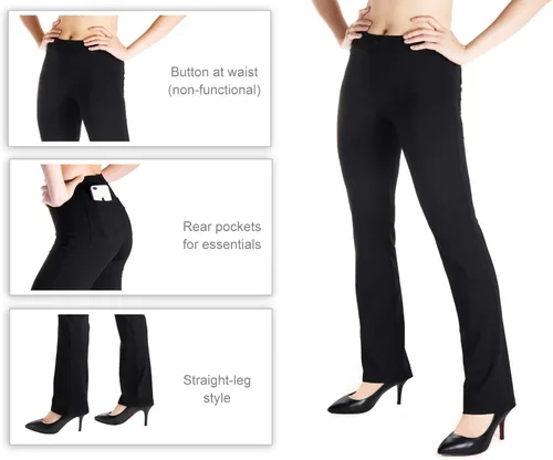 Miniatura 6 de Yogipace - Pantalones deportivos de yoga y de vestir para mujer, con trabillas para cinturón y pierna recta, disponibles en talla pequeña, regular