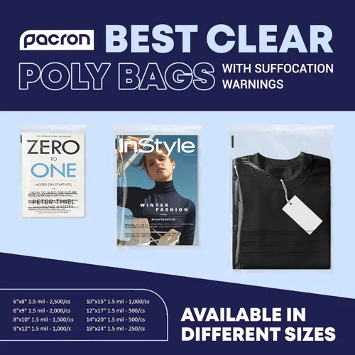 Miniatura 5 de Paquete de 500 bolsas de polietileno transparentes de 9 x 12 pulgadas – Bolsas de plástico autosellantes para embalaje, envío y almacenamiento