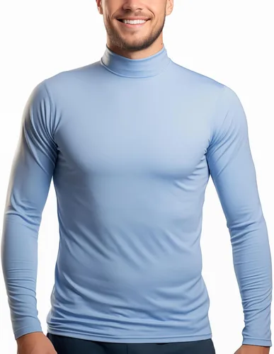 Miniatura 4 de Camisas de cuello alto falso para hombre, manga larga, ajuste delgado, cuello alto, básico, suéter térmico de capa base
