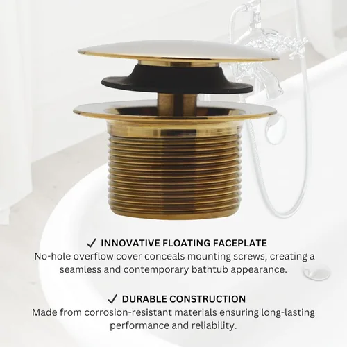 Miniatura 9 de Westbrass Juego de adornos de bañera con punta de hongo con placa frontal flotante, latón pulido, D398RK-01