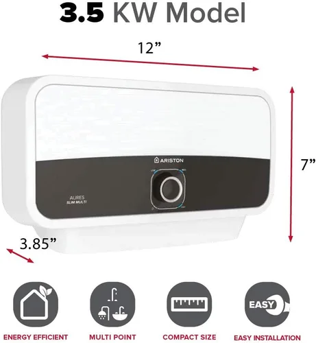 Miniatura 2 de Ariston Aures Slim Multi 3.5kW 110-Volt 0.59 GPM Punto de Uso Calentador de agua eléctrico sin tanque