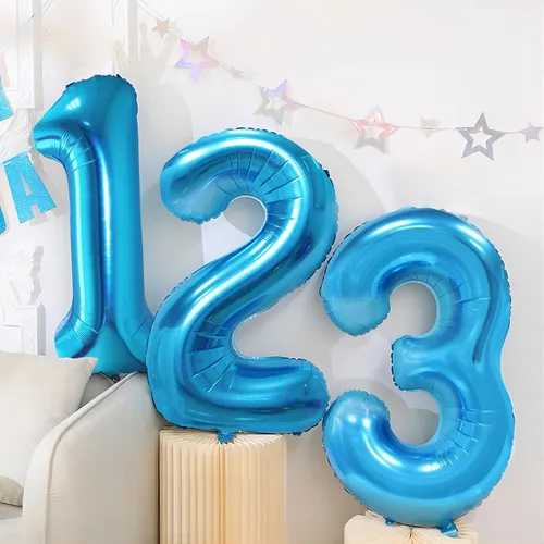 Miniatura 6 de Globos de cumpleaños con números azules de 40 pulgadas, globos de números de helio de mylar de aluminio para cumpleaños, globo número 1 para fiesta
