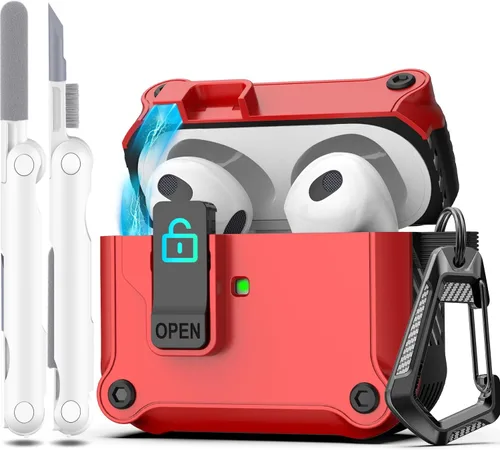 Miniatura 82 de R-fun - Funda para audífonos compatible con AirPods de 4.ª generación 2024, cubierta protectora de expulsión automática a prueba de caídas, puerto