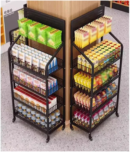 Miniatura 6 de Estantes de 4/5 niveles estante de exhibición de supermercado, estante de exhibición al por menor grande, organizador comercial de aperitivos