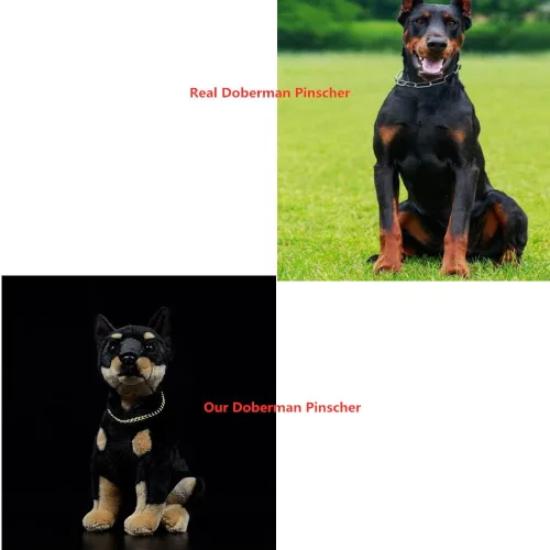 Miniatura 2 de FRANKIEZHOU Simulation Doberman - Peluche realista de 12 pulgadas, perro de peluche suave de Doberman, perro de peluche, regalos para niños