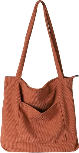 WantGor Bolso de mano de pana para mujeres, bolsos de hombro estilo hobo grandes, bolsos casuales de gran capacidad para compras y trabajo
