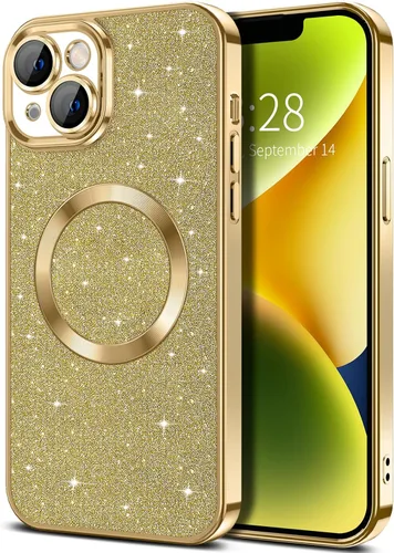 Miniatura 21 de Hython Funda para iPhone 13 Pro Max con purpurina, fundas magnéticas transparentes para teléfono con protector de lente de cámara