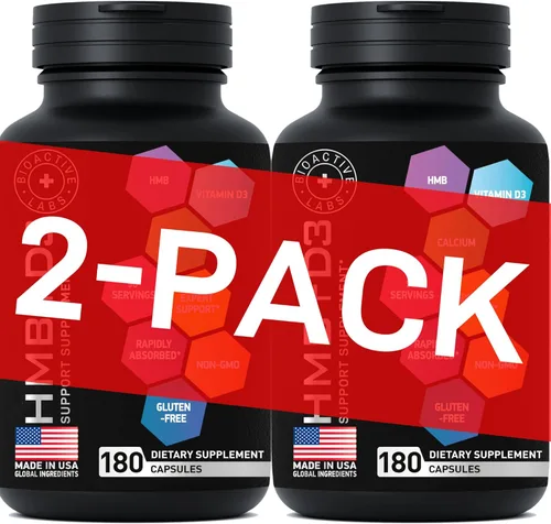 HMB Suplemento de vitamina D3 – B-hidroxi b metilbutirato – 1000 mg HMB suplementos para hombres y mujeres – Fuerza muscular, apoyo para la