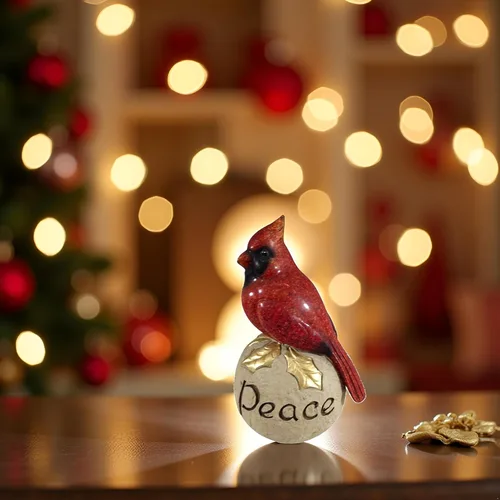 Miniatura 2 de Comfy Hour Pedestal de piedra cardenal rojo de 6 pulgadas, figura decorativa de pájaro de Navidad para mantel y estante, adorno de vacaciones