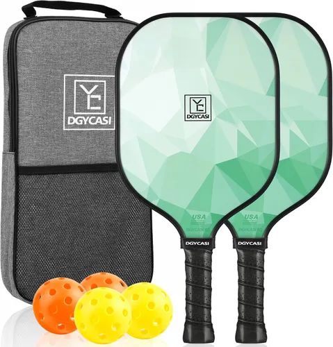 Miniatura 15 de YC DGYCASI Juego de 2 palas de pickleball aprobadas por USAPA 2026, raquetas ligeras de fibra de vidrio para pickleball, paquete de 2, 2 pelotas