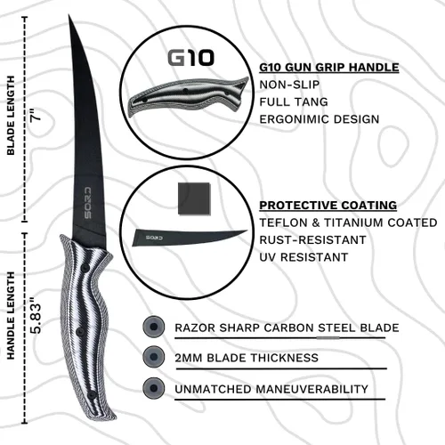 Miniatura 2 de SORD Cuchillo de filete – Cuchillos de filete de 5 a 9 pulgadas para peces – Cuchillo afilado para deshuesar – Pesca en agua salada y agua dulce