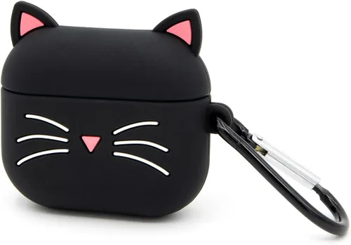Miniatura 3 de Linda funda para AirPods 3 (2021), funda de silicona suave a prueba de golpes con mosquetón para AirPods 3D de 3ª generación (2021), diseño de gato