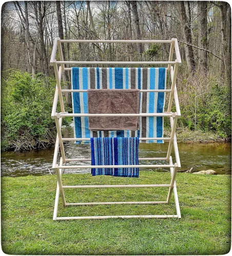Miniatura 2 de Saving Shepherd Tendedero de ropa – 52¾ pulgadas de alto x 36 pulgadas de ancho plegable de madera de arce amish hecho a mano en Lancaster, PA USA