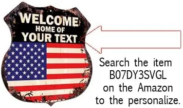 Miniatura 3 de Bandera de Estados Unidos Welcome Home of Bradshaw - Letrero chic vintage retro rústico de 11.5 x 11.5 pulgadas, escudo de metal para almacenar