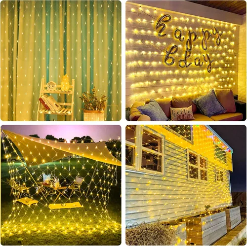 Miniatura 3 de JMEXSUSS - Luces de red para exteriores impermeables, de 12 x 5 pies, con enchufe y 8 modos con control remoto, 360 luces LED para decoración