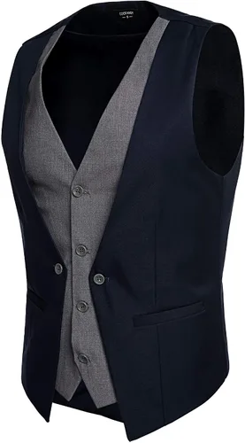 Miniatura 3 de COOFANDY Men's Dress Vest Layered Suit Waistcoat Formal Wedding Suit Vests