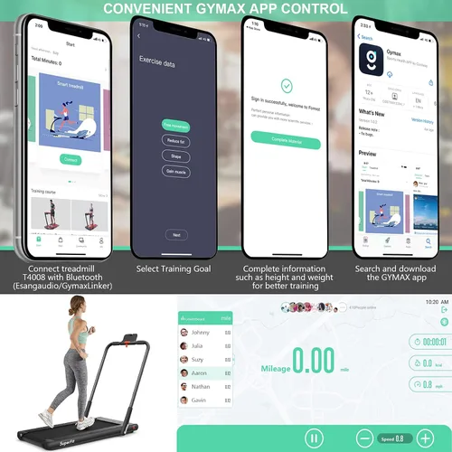 Miniatura 6 de Goplus 2 in 1 Folding Treadmill, 2.25HP Under Desk Electric Superfit Treadmill, Installation-Free with APP Control, Remote Control, Bluetooth