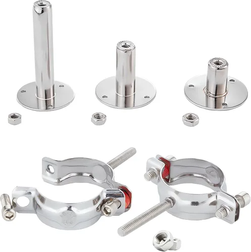 Miniatura 6 de 2 soportes de tubo de montaje en pared y techo, acero inoxidable 304, altura ajustable de 1.18 a 2.36 pulgadas, se adapta a tubos OD de 0.32 a 0.39