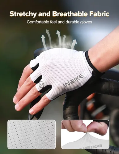 Miniatura 3 de INBIKE Guantes de ciclismo Guantes de ciclismo que absorben los golpes, transpirables, antideslizantes, sin dedos, para hombres y mujeres