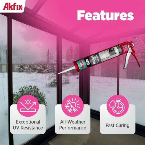 Miniatura 2 de Akfix 918N Masilla de Silicona 100% Negra para Cocina y Baño (2x10.5 fl.oz.) - Sin Disolventes, Bajo Olor, Resistente a los Rayos UV y al Agua