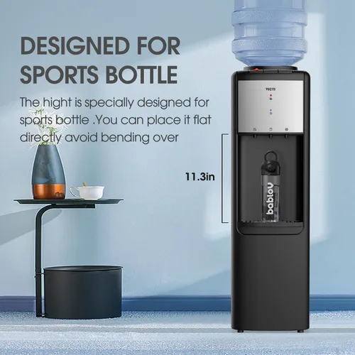 Miniatura 2 de VECYS Dispensador de enfriador de agua de carga superior caliente y fría, 3 o 5 galones con bloqueo de seguridad para niños, compresor
