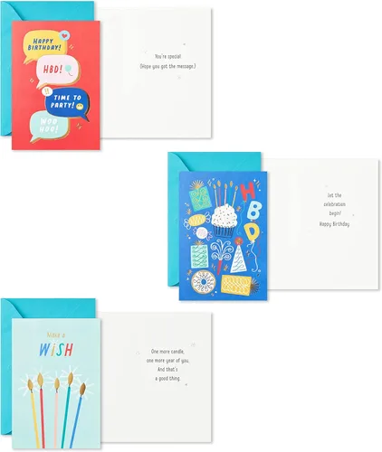 Miniatura 5 de Hallmark - Juego de tarjetas de cumpleaños, 36 tarjetas con sobres (deseos de cumpleaños brillantes)