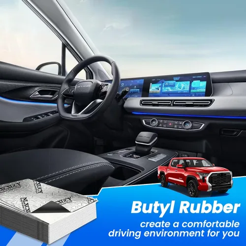 Miniatura 8 de NLXCXUCY 10 Piezas 80mil (2mm) 11 pies cuadrados (1 m²) Alfombrilla de Amortiguación de Sonido para Auto, Aislante de Sonido Automotriz de Butilo