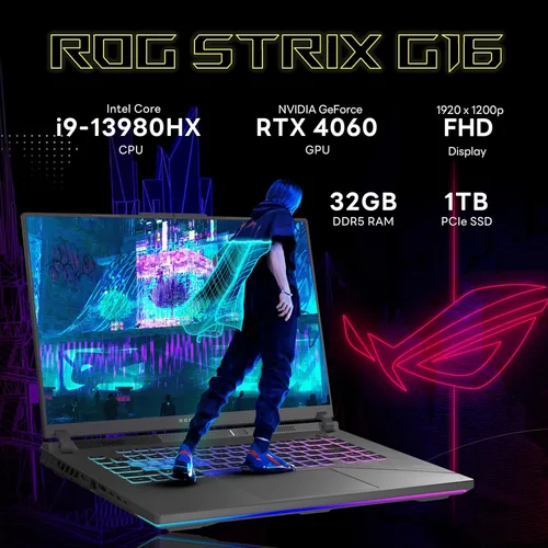 Miniatura 3 de ASUS ROG Strix Nebula FHD 165Hz - Laptop para juegos de 16 pulgadas, Intel i9-13980HX, 32GB DDR5, 1TB SSD, NVIDIA GeForce RTX 4060 8G GDDR6, teclado