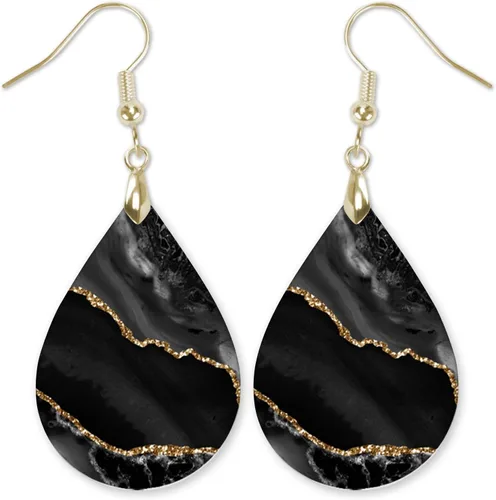 Miniatura 28 de Dangle Earrings for Women Colorful Dangling Drop Statement Jewelry Printed MDF Wood Teardrop Double Side Print Handmade by The Painted Pug