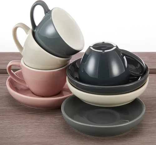Miniatura 2 de Tazas y platillos de café expreso - Demitasse de 3 onzas para café, juego de 4, colores surtidos (moderno)