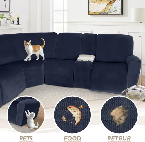 Miniatura 230 de Arfntevss Fundas de sofá seccional reclinable de terciopelo, Funda de sofá seccional de esquina para sofá reclinable, Funda elástica suave