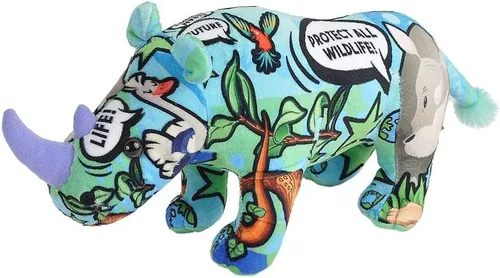 Wild Republic Mensaje del planeta, rinoceronte, animal de peluche, 12 pulgadas, regalo para niños, juguete de peluche, hecho de botellas de agua