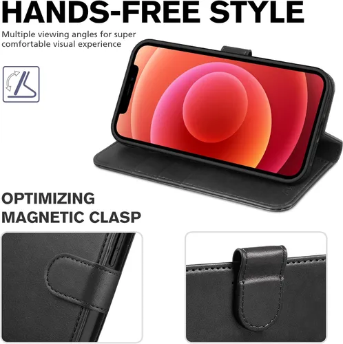 Miniatura 5 de TUCCH Funda tipo cartera para iPhone 12/iPhone 12 Pro 5G, con bloqueo RFID, ranura para tarjetas y soporte