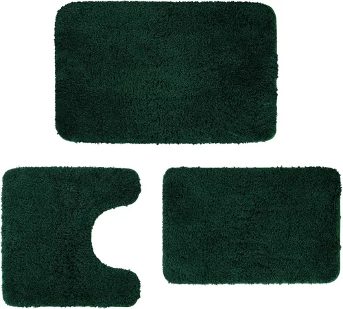 Miniatura 15 de Juego de alfombras de baño de lujo de 3 piezas con alfombra de inodoro en forma de U, fondo de goma antideslizante, microfibra gruesa, felpa suave