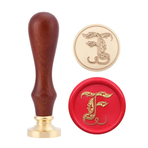 Miniatura 11 de Yoption Sello de cera del alfabeto gótico vintage, sello de cera, sello de cera para tarjeta de Acción de Gracias, sobre, envoltura de regalos