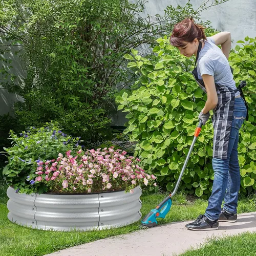 Miniatura 4 de Aoodor Cama de jardín elevada de metal de 9 pulgadas de alto y 30 pulgadas, maceta para exteriores y kit de jardín elevado para verduras, flores