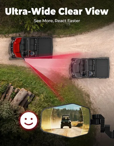 Miniatura 7 de KEMIMOTO Espejos laterales UTV, espejos UTV para barra antivuelco de 1.65 a 2 pulgadas, compatibles con Polaris RZR, Can-Am Maverick X3, Pioneer