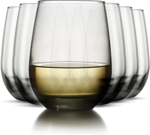 Miniatura 17 de Libbey Juego de 12 Copas de Vino sin Tallo, Aptas para Lavavajillas, Perfectas para Cócteles, Agua y Vajilla para Exteriores Rojo y blanco 12