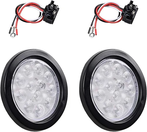 Miniatura 56 de Kit de tapones de cableado con cubierta de hule para luz trasera LED redonda de 4", 12 ledes, para RV, camioneta Luz roja - Lente transparente