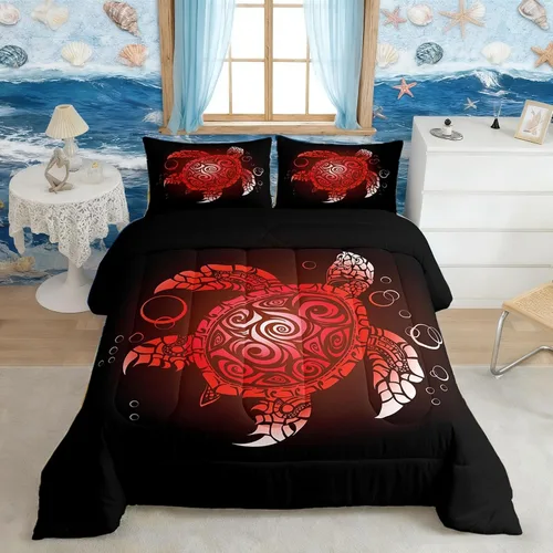 Miniatura 22 de Castle Fairy Juego de edredón de verano para niños, tamaño individual, diseño náutico reversible con diseño náutico de estrellas de mar, barco y Azul