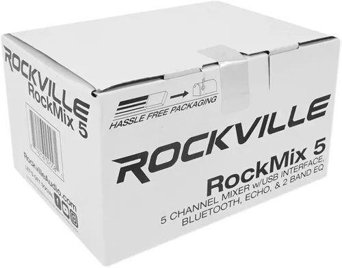 Miniatura 6 de Rockville RockMix Mezclador Pro de 5 canales con interfaz USB, Bluetooth, eco, ecualizador de 2 bandas, diseño compacto, portátil, para podcasting