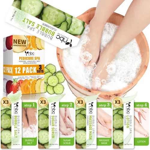 Miniatura 35 de Juego de spa de pedicura para pies, kit de pedicura para el hogar con sal de baño, loción hidratante de crema exfoliante para pies, cuidado de pies
