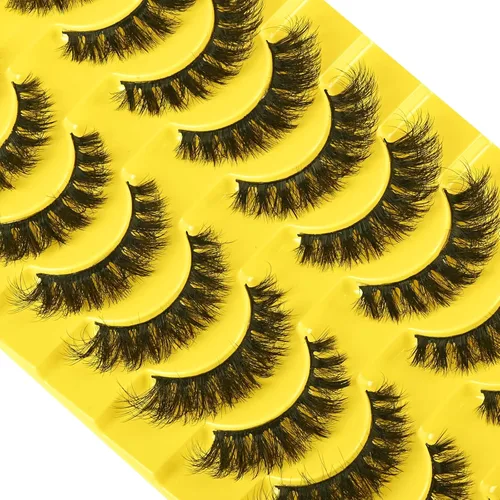 Miniatura 5 de Pestañas Postizas Cortas Tiras de Pestañas Completas de Visón 10 Pares Pestañas Esponjosas de Ojo de Gato Tiras de Pestañas Pestañas de Volumen