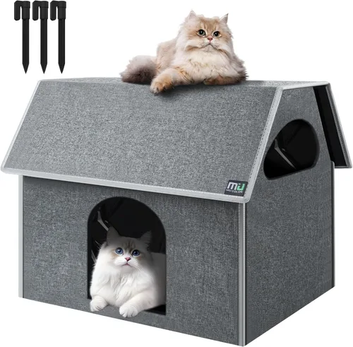 Miniatura 7 de MIU Color Casa para Gatos al Aire Libre, Casas Grandes Resistentes a la Intemperie para Gatos al Aire Libre, Refugio Aislado para Gatos Ferales