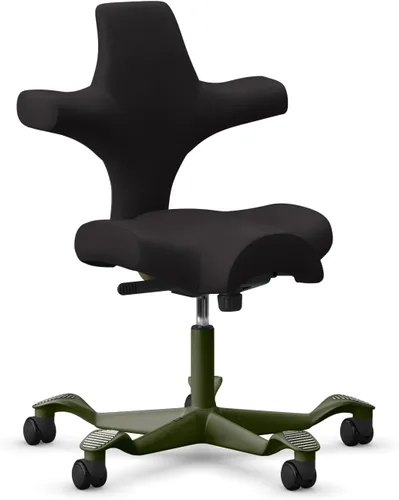 Miniatura 36 de HAG Capisco Silla de escritorio estándar ajustable, marco negro, asiento negro de vinilo ónix